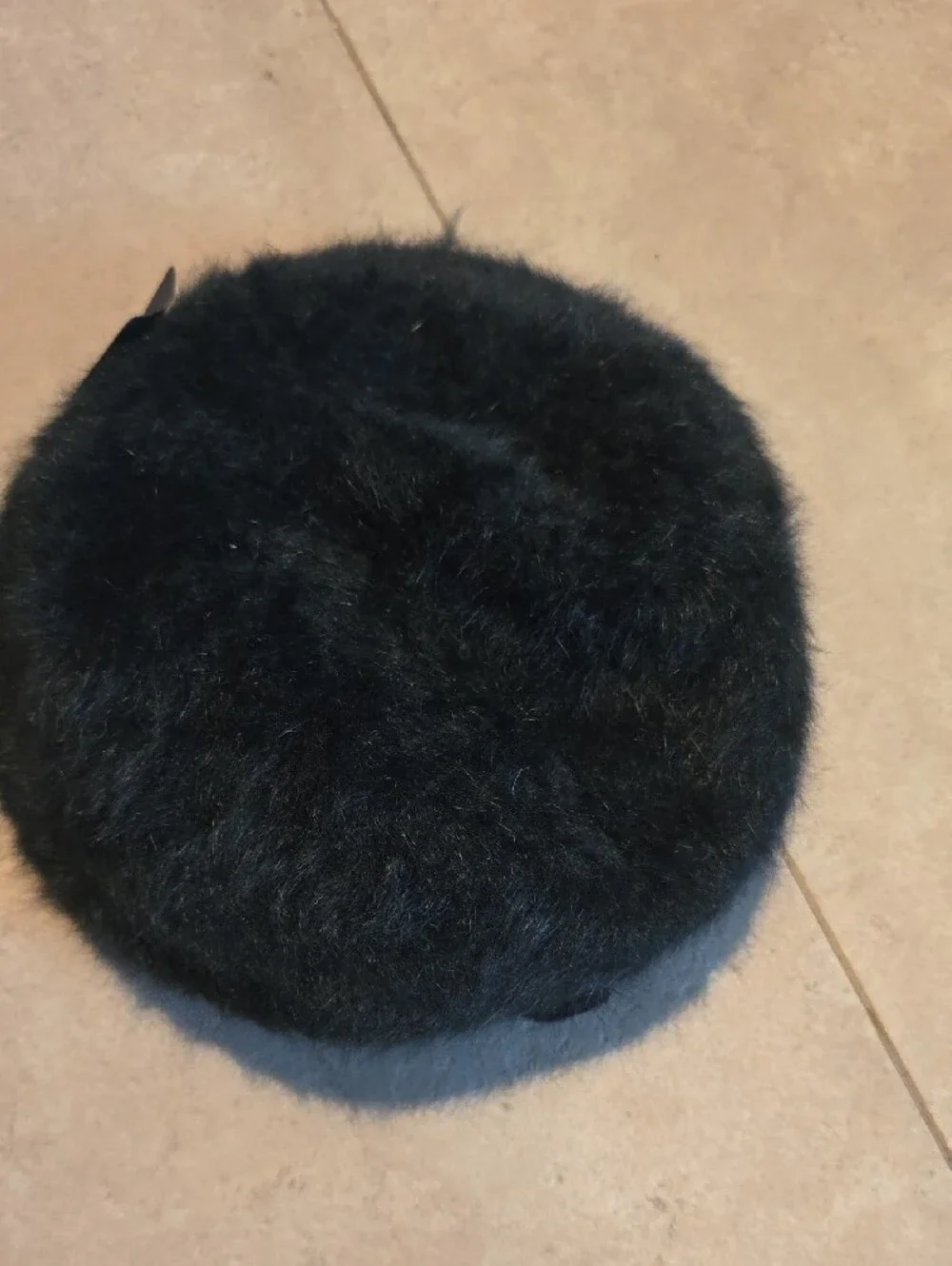 Girl's Faux Fur Knit Beret - Black